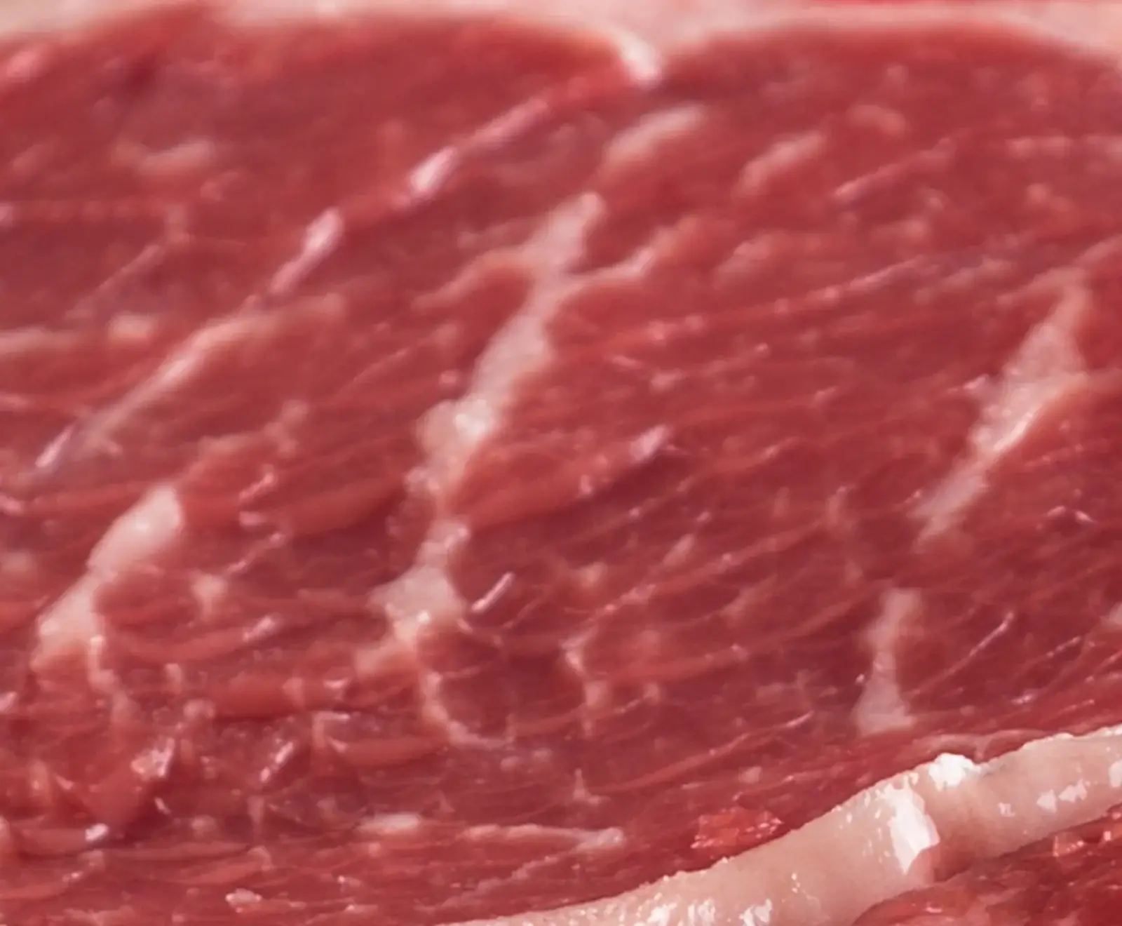 Nahaufnahme von rohem Rindfleisch mit Fettmarmorierung und hellem Rand