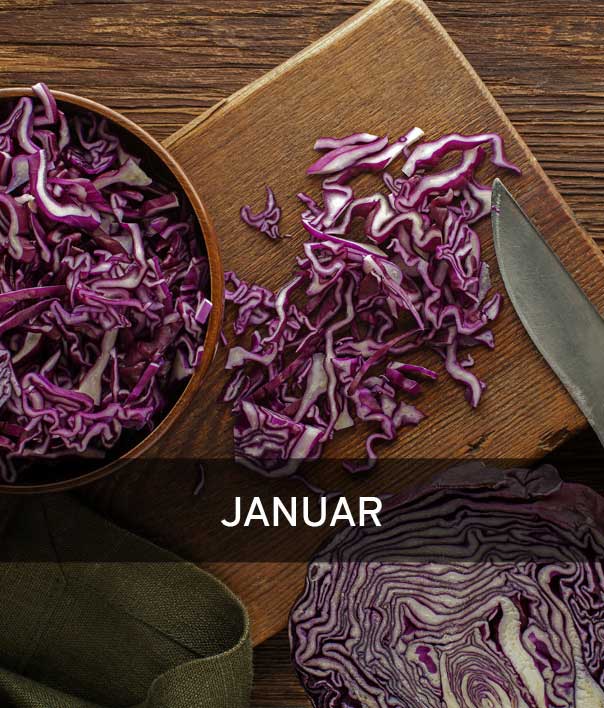 Leckerer Rosenkohl mit Aufschrift Januar