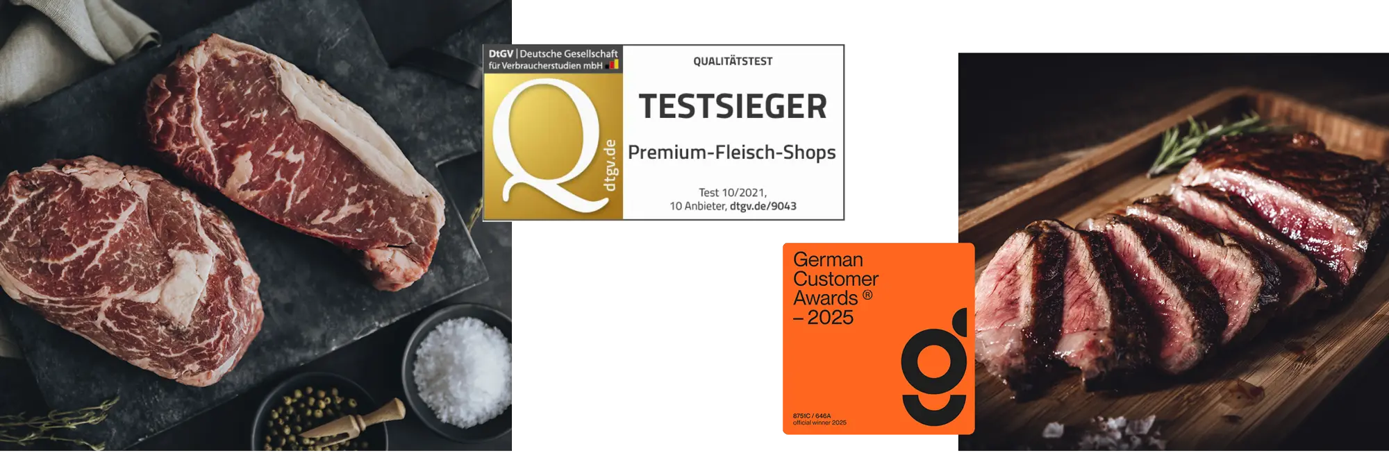 Unsere Testsieger Auszeichnung und frisches Fleisch